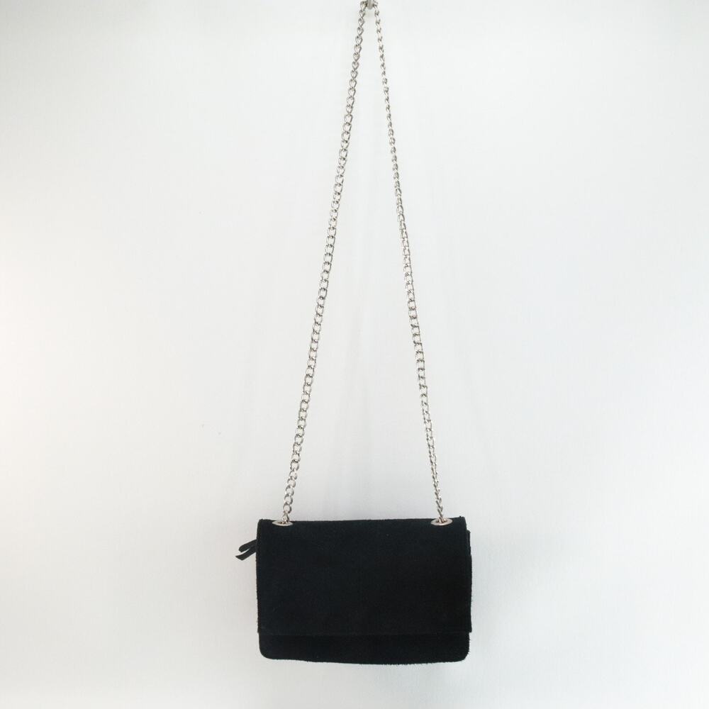 Brandy Melville Crossbody Handbag Women Black Suede Chain Purse Shoulder Bag